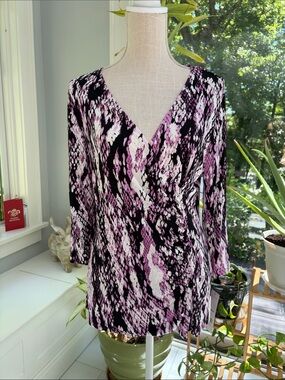 Dana Buchman Snake Print Wrap Top